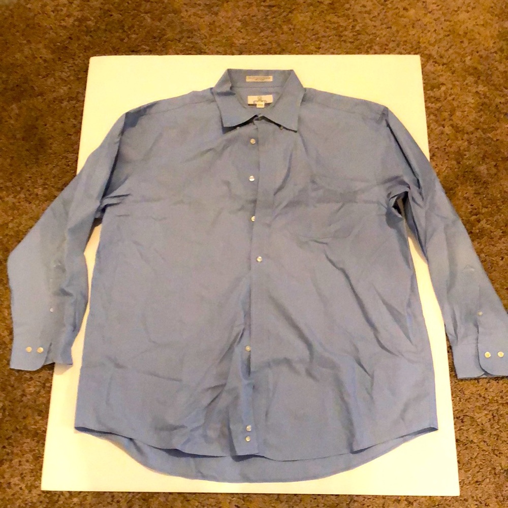 Men’s Dress Shirt, Long Sleeved, Blue, Enro Ultra Pinpoint, Size 17 1/2 Neck